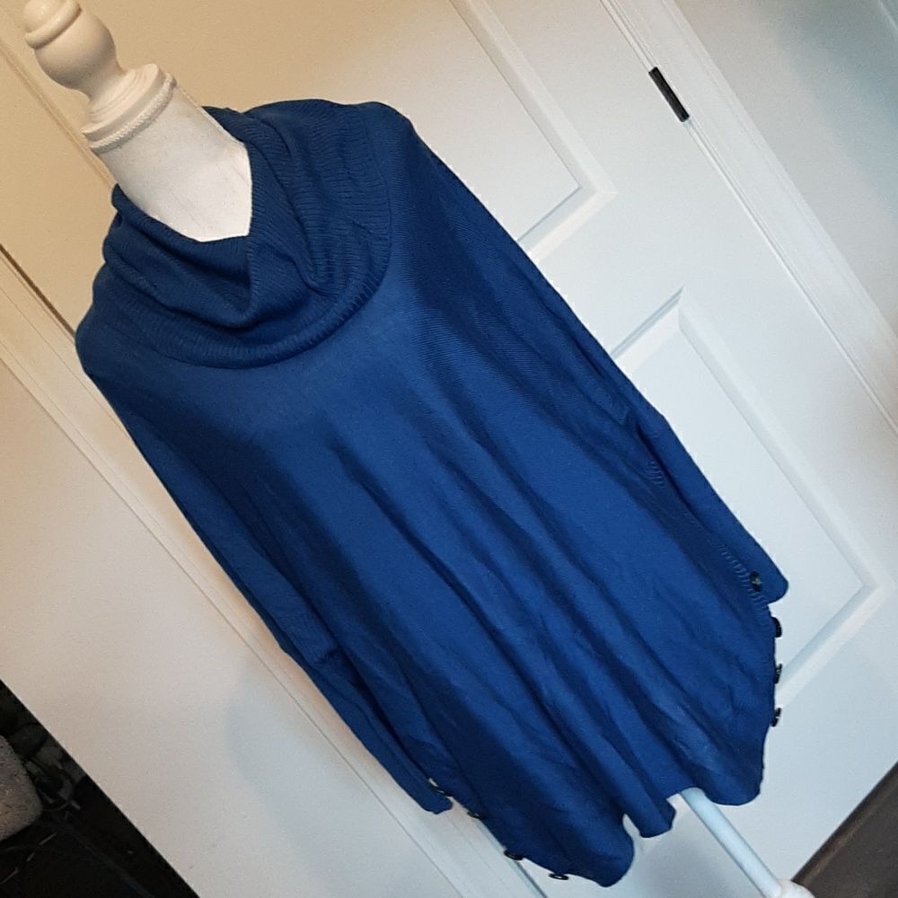 Cable & Gauge Parker Blue Cowl Neck Sweater 💙 NWT